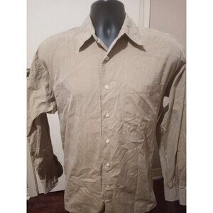 Men's Coach 80's Two Ply Cotton Medium M Brown Button Down Shirt USA